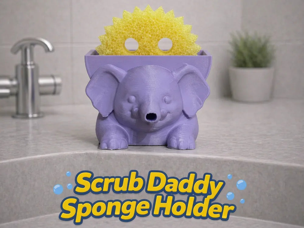 3D Printed Animal Scrub Daddy Holder – Functional and Adorable Sink Organizer