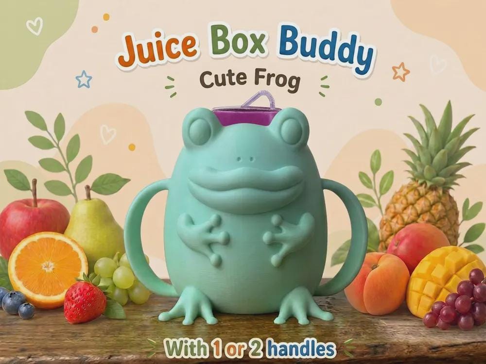 3D printed Juice Box Buddies