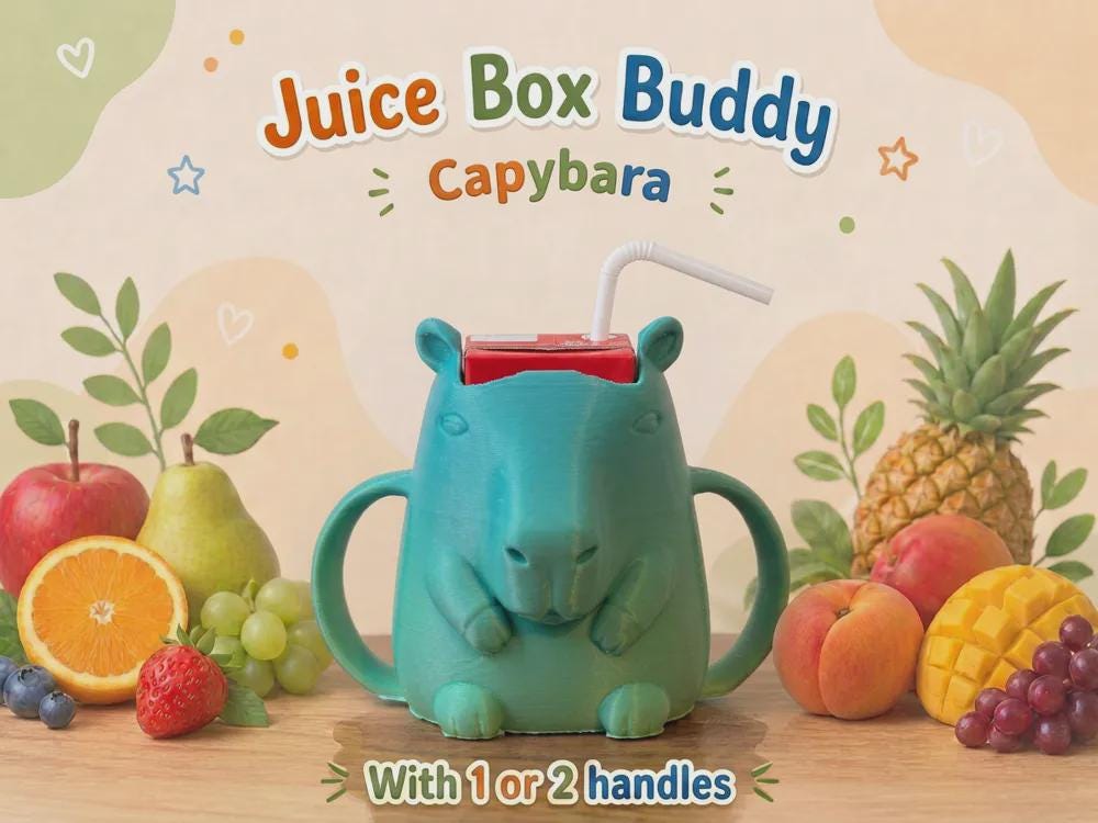 3D printed Juice Box Buddies
